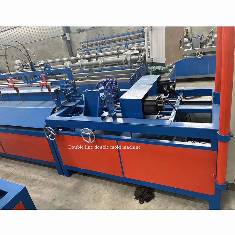 Double wire chain link fence machine